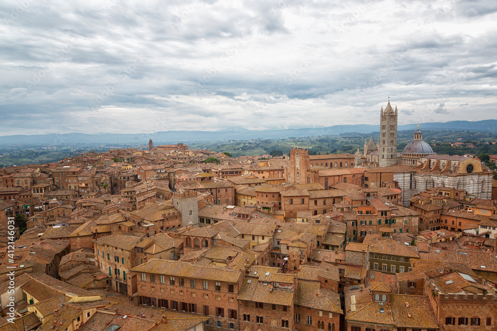 Ancient town of Siena, Tuscany, Italy. Top view