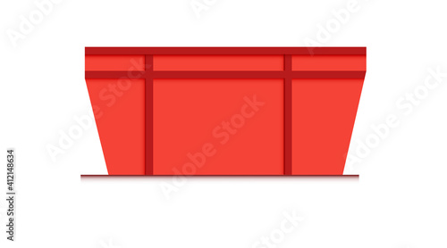 skip bin is a large open-topped waste container. red skip vector icon illustration