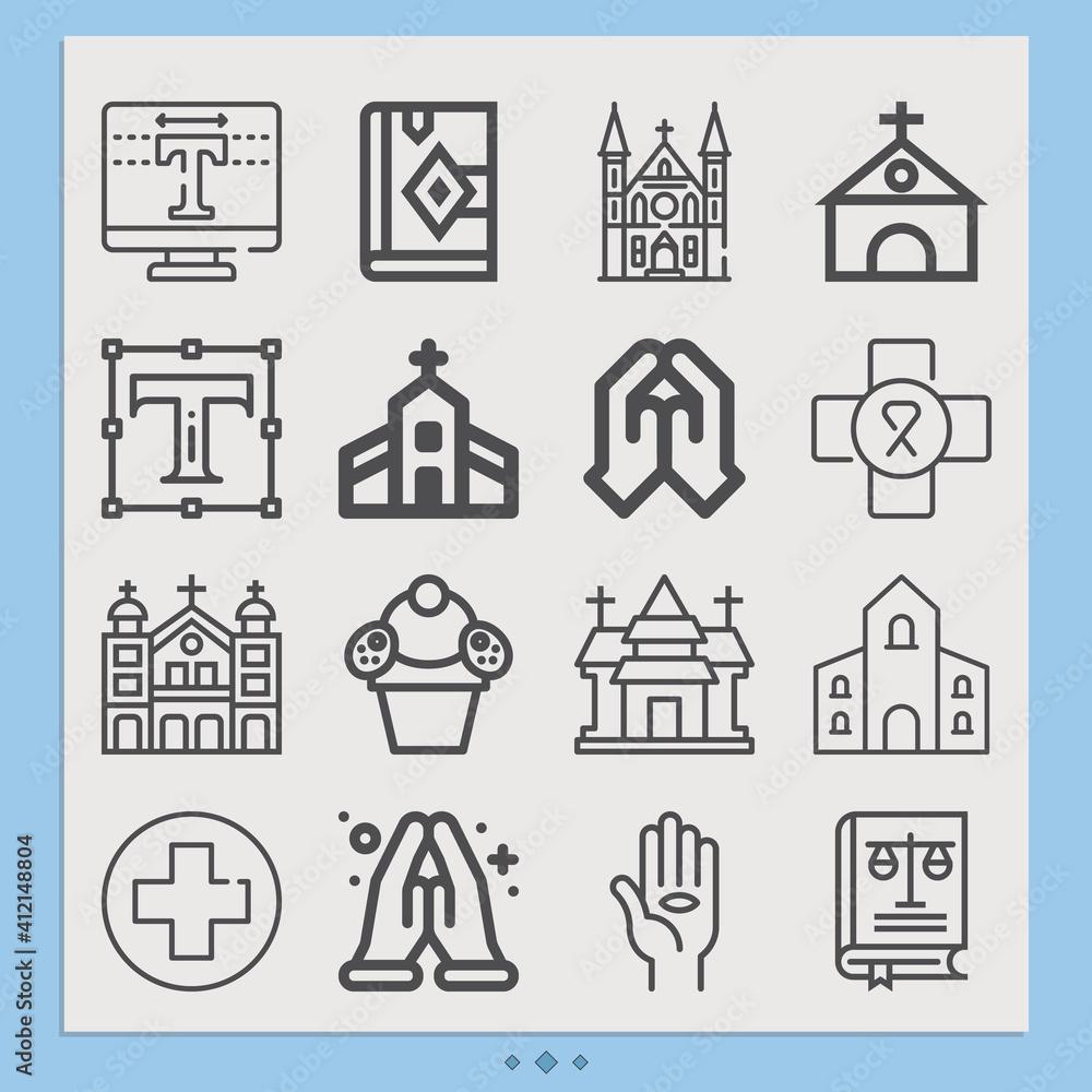 Simple set of bible related lineal icons.