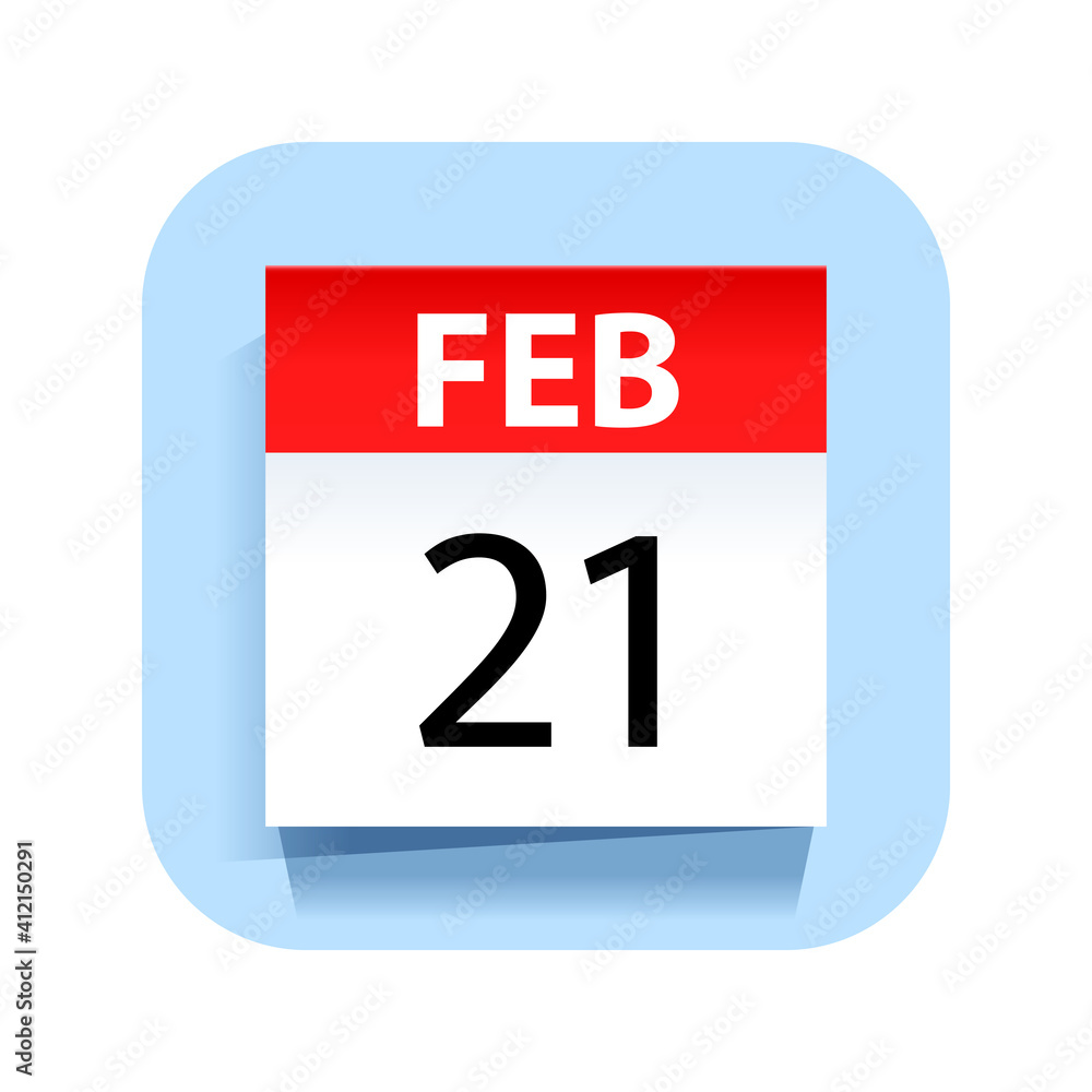 February 21. Calendar Icon. Vector Illustration. February 21. Calendar Icon. Vector Illustration.