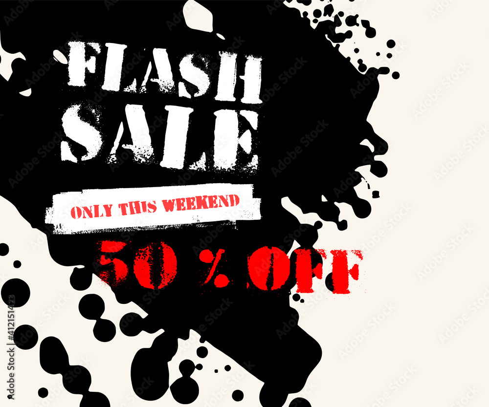 Obraz premium Vector abstract sale grunge banner with splashes of ink.