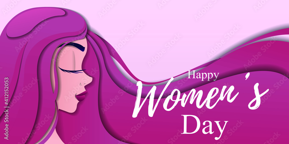 A bright girl especially for Women's Day. Banner, postcard for March 8 with a silhouette of a girl. Vector illustration A bright girl especially for Women's Day. Banner, postcard for March 8 with a silhouette of a girl. Vector illustration
