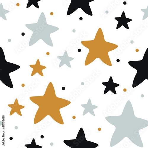  Seamless baby pattern with cute stars. Ideal for baby fabrics, textiles, backgrounds, packaging, covers. Creative background vector