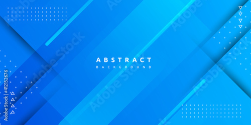 Dynamic fluid blue geometric with colorful gradient background. Abstract blue shape with stripe illustration