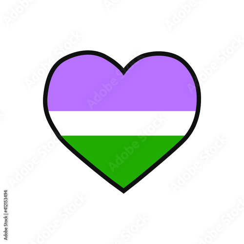 Free Download Vector illustration of the heart filled with the Genderqueer pride flag on white background. - GFXLoad