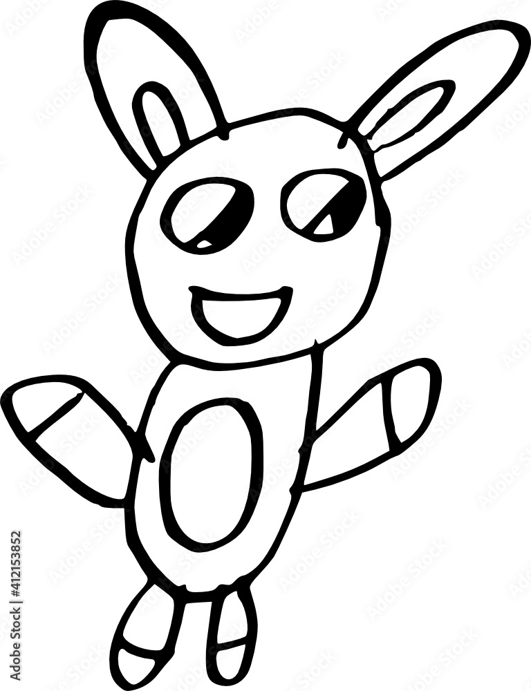 Funny and happy childerens style drawing in black ink Funny and happy childerens style drawing in black ink