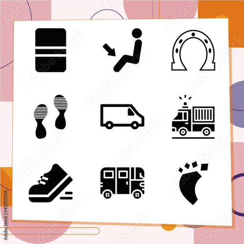 Simple set of 9 icons related to army unit