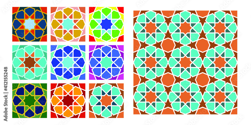 Ottoman star motifs. Sacred geometry, star vector illustration. Eight sided geometric.