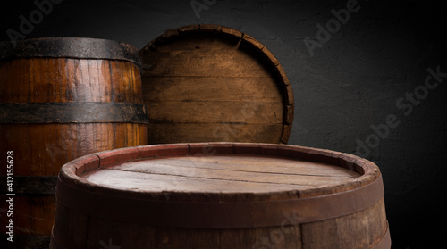 Glass beer on wood background with copyspace