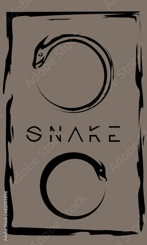 drawing of ouroboros in primitive ancient style, year of snake