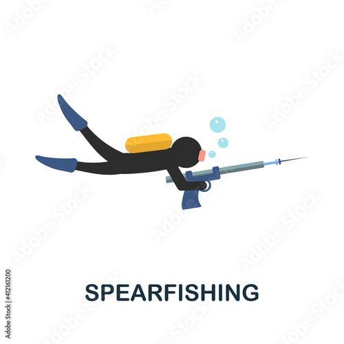 Spearfishing flat icon. Color simple element from diving collection. Creative Spearfishing icon for web design, templates, infographics and more