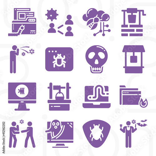 16 pack of asymptomatic  filled web icons set