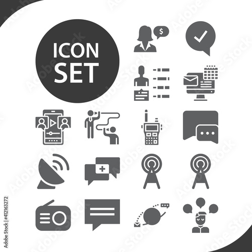 Simple set of communicative related filled icons.