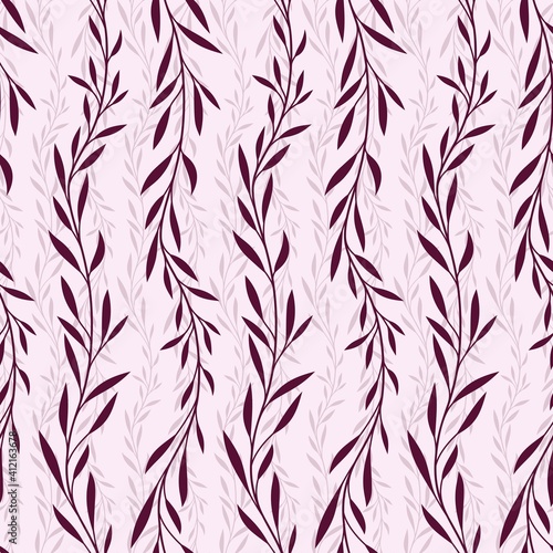 seamless red background with plant pattern.