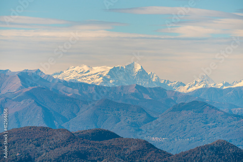 View of Monte Leone Monte San Giorgio in Switzerland