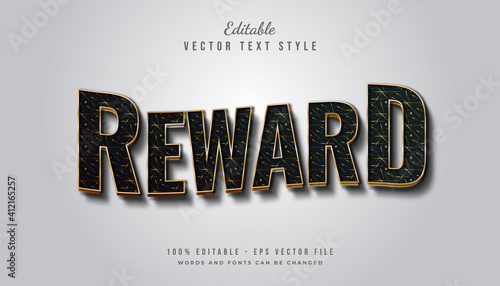 Bold Reward Text Style in Black and Gold with Texture and Wavy Effect