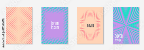 Design magazine cover as template with line geometric element.
