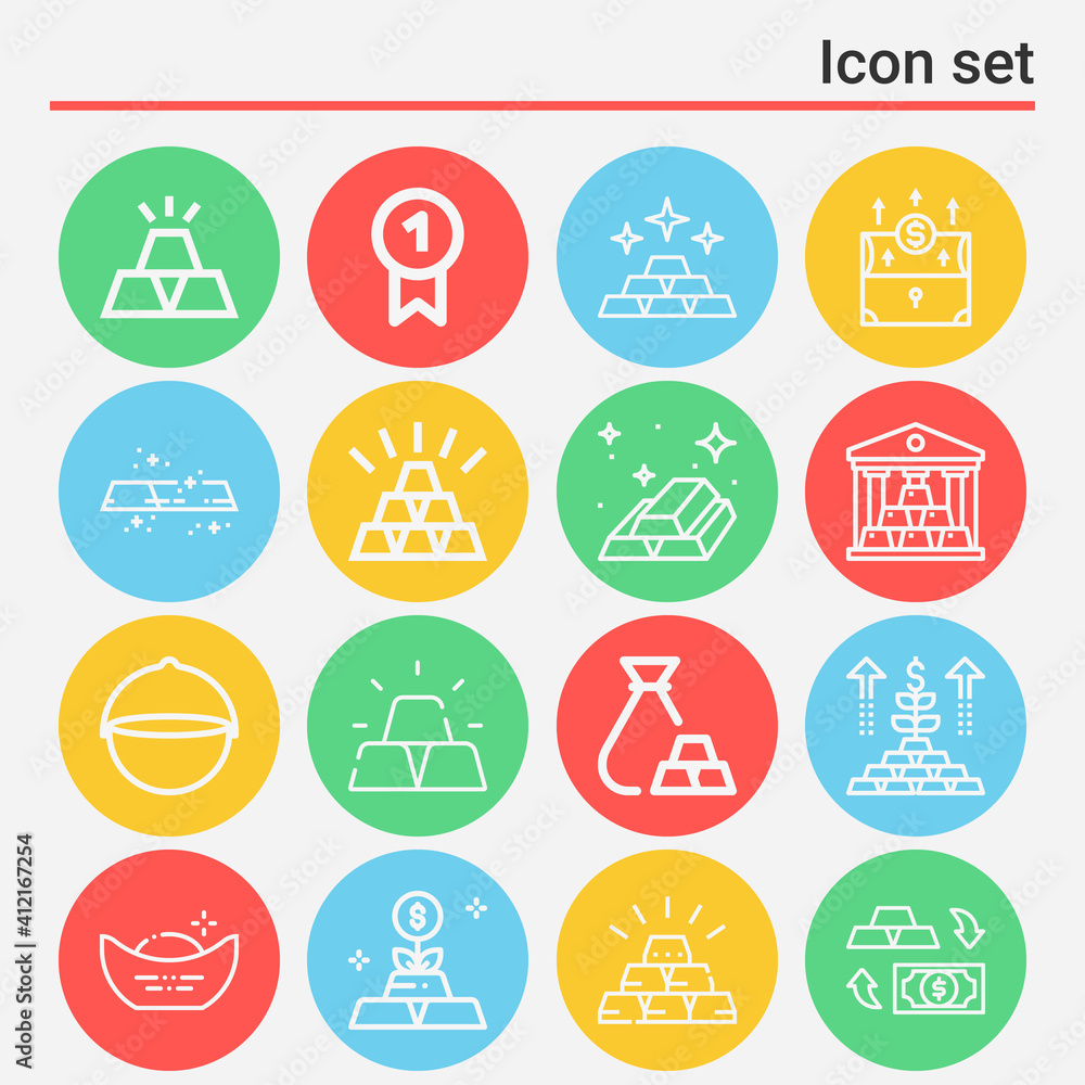 16 pack of precious metal  lineal web icons set