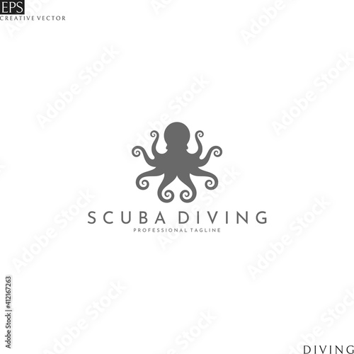 Abstract octopus. Scuba diving logo 