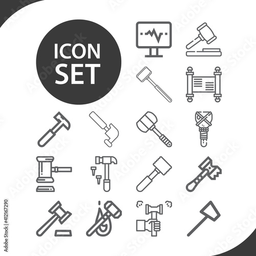 Simple set of pounding related lineal icons.