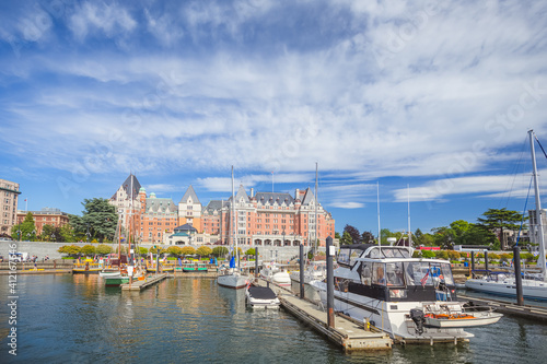 A sunny summer day at inner harbour of Victoria, capital city of British Columbia in Canada.