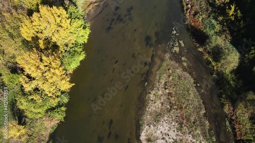 Aerial Autumn view of Yantra River, passing near the town of Byala, Ruse region, Bulgaria photo