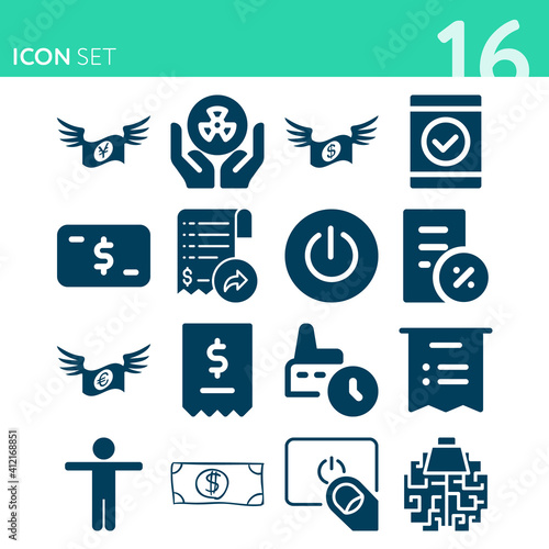 Simple set of 16 icons related to veto