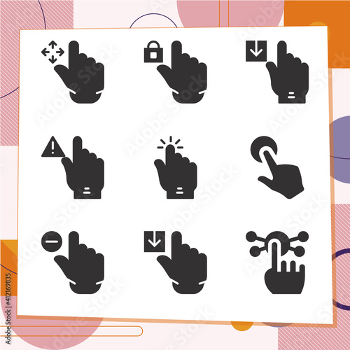 Simple set of 9 icons related to dancer