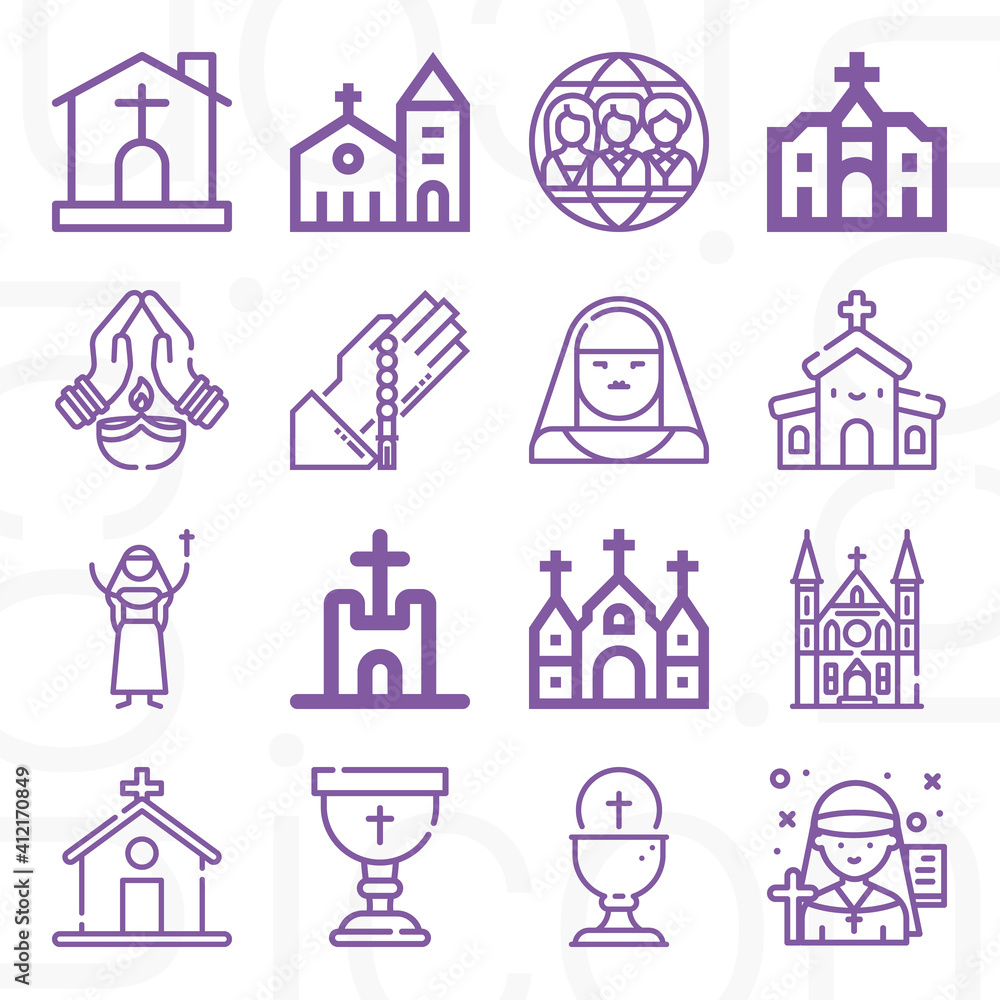 16 pack of pray lineal web icons set 16 pack of pray lineal web icons set