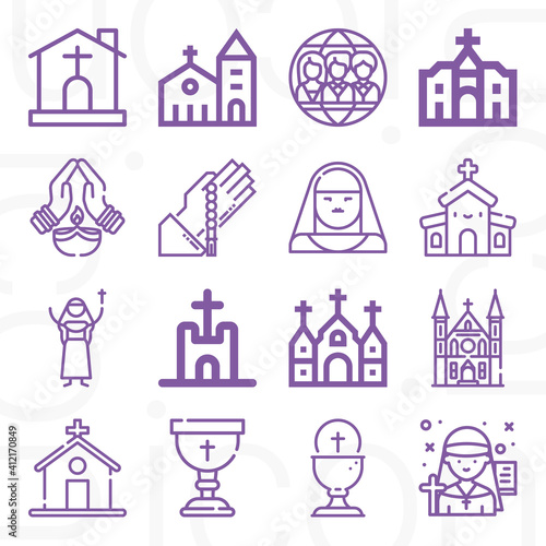 16 pack of pray  lineal web icons set