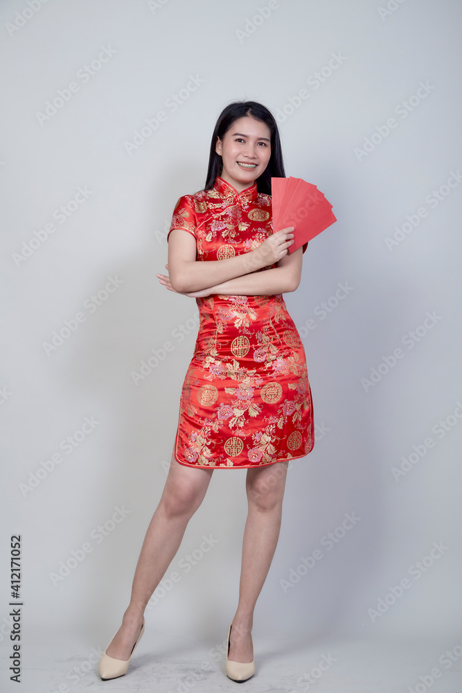 Portrait young asian woman wear chinese dress Portrait young asian woman wear chinese dress