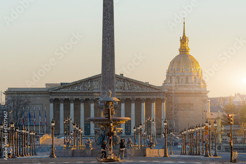 Photography France, Paris, View of Place de la Concorde at sunset