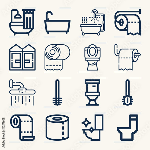 Simple set of comfort station related lineal icons.