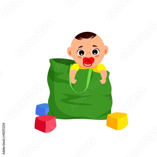 Baby boy and a bag.