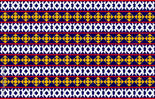 Abstract ethnic geometric pattern design Blue background for wallpaper.