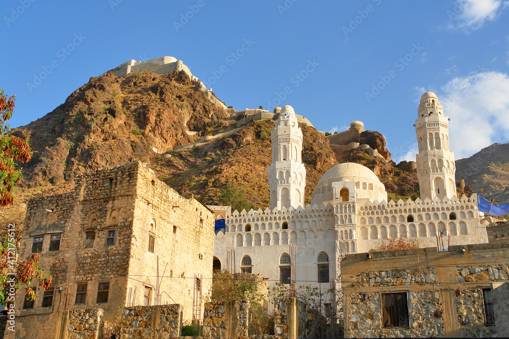 Al-Qahira Castle located on the northern slope of Mount Sabr,   in the ancient city of Taiz, Yemen. 