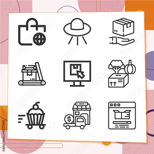 Simple set of 9 icons related to vessels