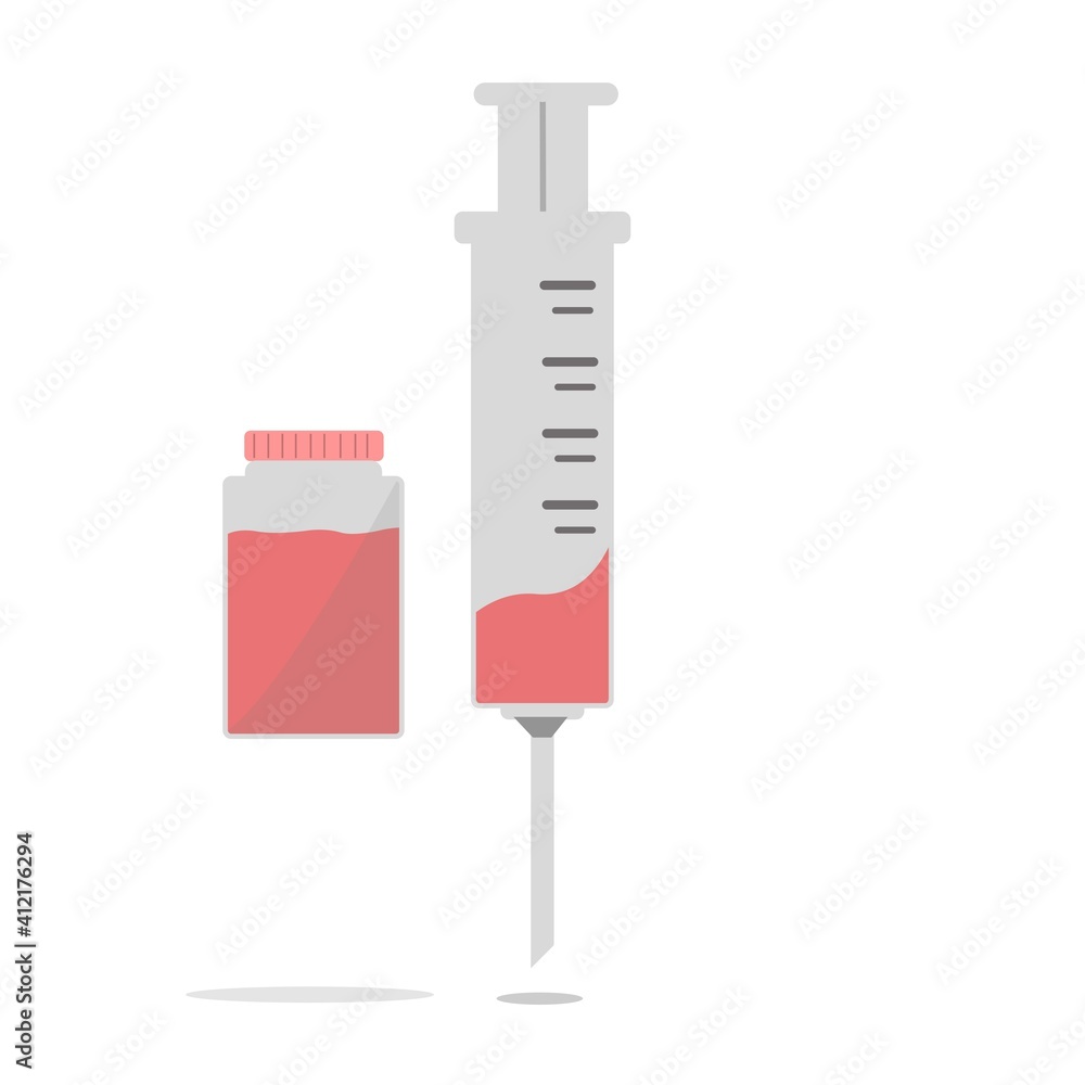 Obraz premium Illustration vector graphic of a Vaccine and a syringe for vaccination, Perfect for medical icon, medical magazine icon, logo, etc.