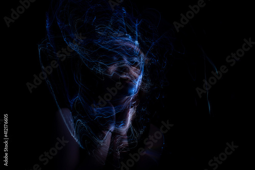 lightpainting portrait  new art direction  long exposure photo without photoshop  light drawing at long exposure