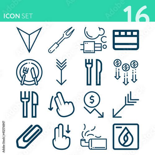 Simple set of 16 icons related to consume