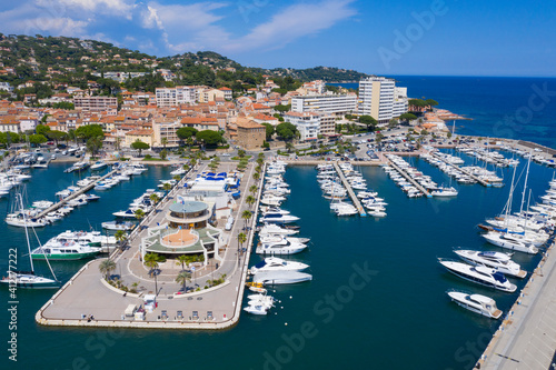 France, Var department, Sainte Maxime, Aerial view of Sainte Maxime on French Riviera, photo