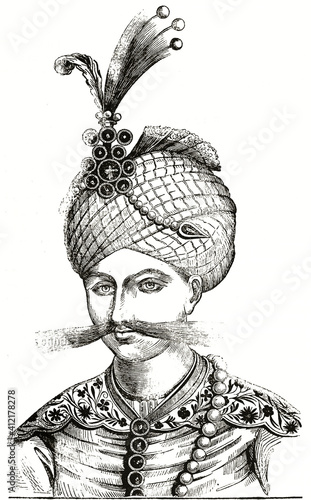 Quadro em tela close up portrait of Shah Abbas the Great with arabian style rich turban on head
