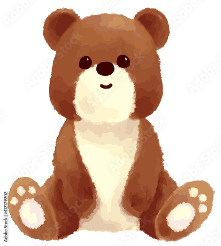 クマのぬいぐるみ　水彩　手描き