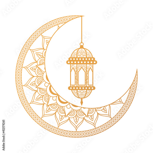 ramadan kareen celebration lantern hanging in moon