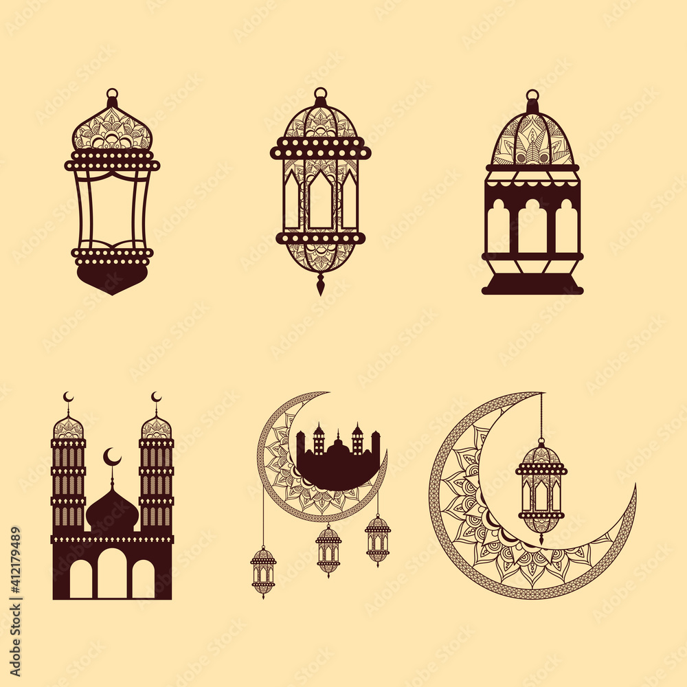 ramadan kareen celebration bundle set icons ramadan kareen celebration bundle set icons
