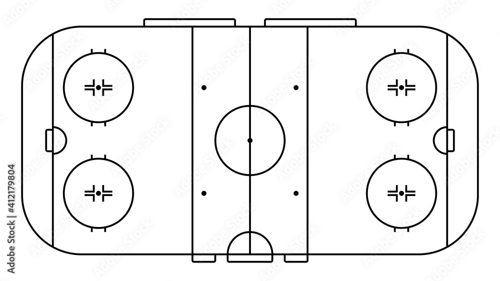 ice hockey sports court markings lines. Outline hockey playground top ...