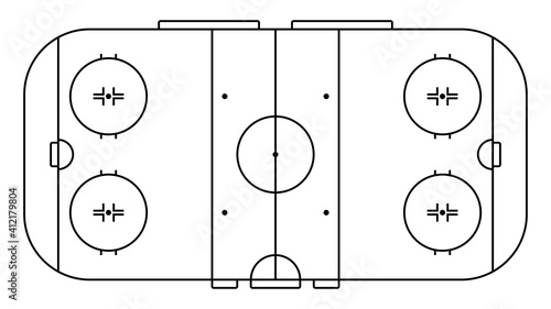 ice hockey sports court markings lines. Outline hockey playground top view. Sports ground for active recreation. Vector