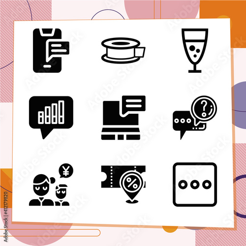 Simple set of 9 icons related to pass off