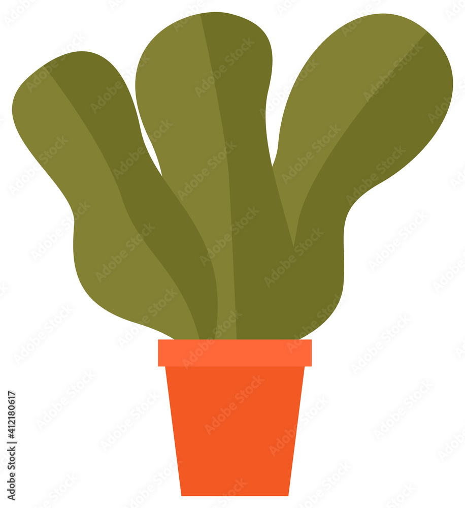 Pot with houseplant isolated at white background. Vector flowerpot of decorative green plant with long leaves in ceramic pot. Indoor plant concept of domestic greenery. Icon for home interior plant Pot with houseplant isolated at white background. Vector flowerpot of decorative green plant with long leaves in ceramic pot. Indoor plant concept of domestic greenery. Icon for home interior plant