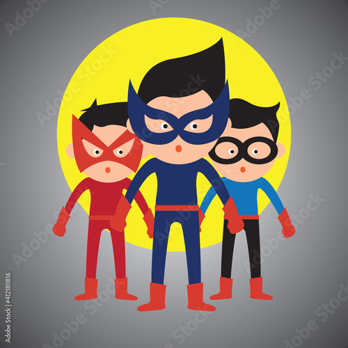 super hero with mask and cape cartoon character. vector illustration